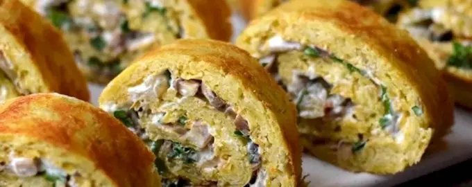 Картофельный рулет с грибами