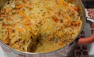 Ленивые голубцы с капустой рисом и фаршем