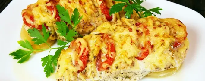 Куриная грудка с помидорами и сыром в духовке