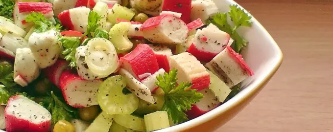 Салат с крабовыми палочками и огурцом