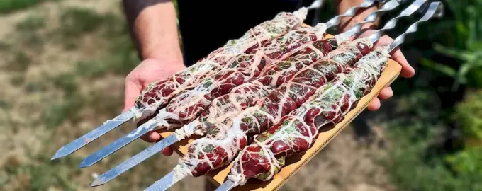 Шашлык из печени в сетке