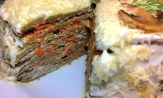 Печёночный пирог с морковью и луком