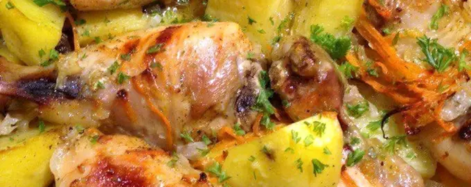 Картошка по деревенски с курицей