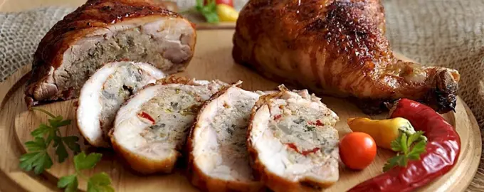 Куриные окорочка фаршированные