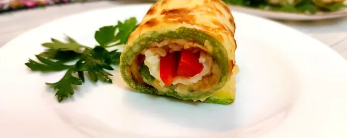 Рулетики из кабачков с сыром и чесноком
