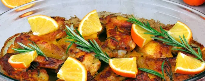 Крылья с апельсинами в духовке