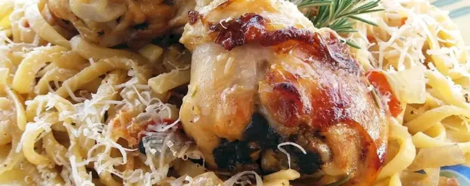 Макароны с курицей