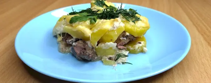 Запеканка картофельная с куриной печенью