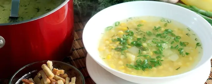 Овощной суп с кукурузой