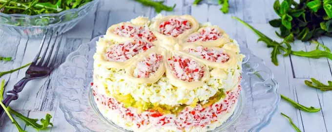 Салат Монастырская изба из крабовых палочек
