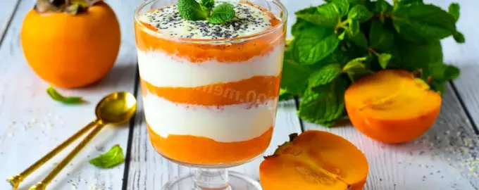Творожный десерт с хурмой