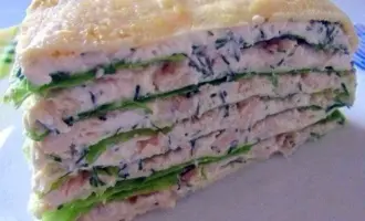 Белковый торт с куриной грудкой