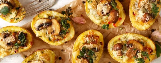 Картофель фаршированный грибами